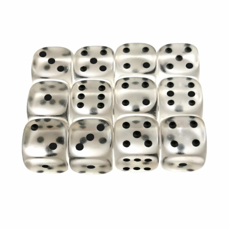 Zaruri - Set 12 zaruri de 12 mm, de calitate, plastic transparent