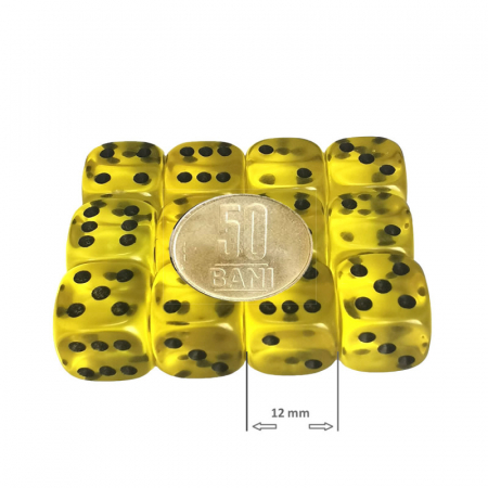 Set 12 zaruri de 12 mm, galbene, de calitate, plastic translucid [1]