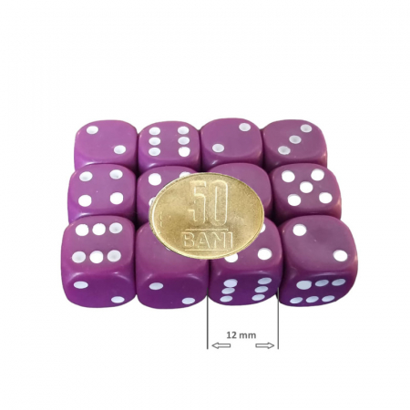 Set 12 zaruri de 12 mm, mov, de calitate, plastic opac [1]