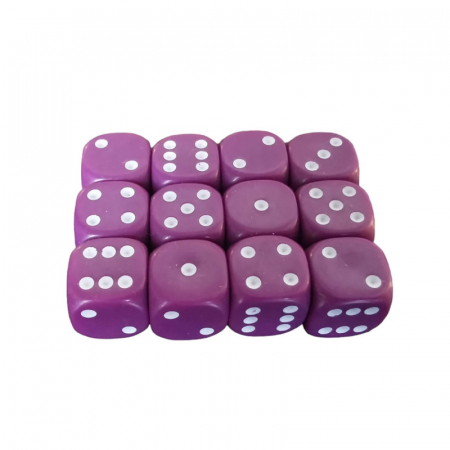 Zaruri - Set 12 zaruri de 12 mm, mov, de calitate, plastic opac