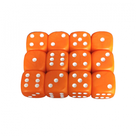 Zaruri - Set 12 zaruri de 12 mm, portocalii, de calitate, plastic opac