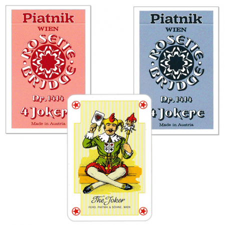 Carti de joc clasice - Set 2 pachete de carti de joc Piatnik, Rosette, Figuri scandinave, 4 Jokeri fiecare