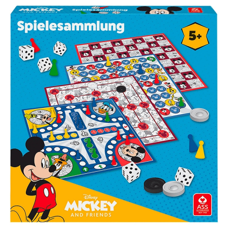 Set 25 jocuri de societate, Game Compedium - Disney, Mickey Mouse, 4 planse dimensiuni 26 x 26 cm, 16 pioni, 24 jetoane, 5 zaruri [0]