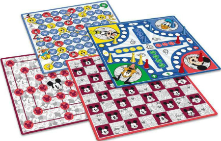 Set 25 jocuri de societate, Game Compedium - Disney, Mickey Mouse, 4 planse dimensiuni 26 x 26 cm, 16 pioni, 24 jetoane, 5 zaruri [1]