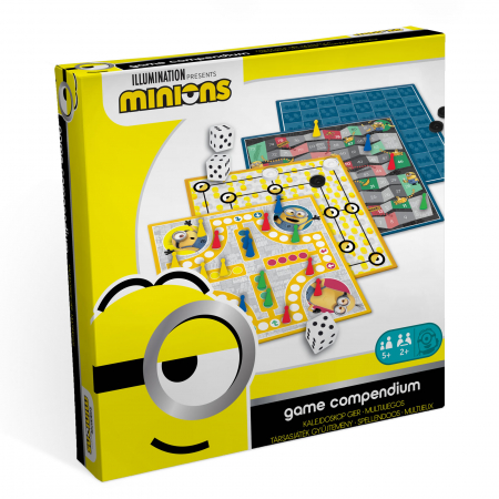 Jocuri de societate - Set 25 jocuri de societate, Game Compedium - Minioni, 4 planse dimensiuni 26 x 26 cm, 16 pioni, 24 jetoane, 5 zaruri