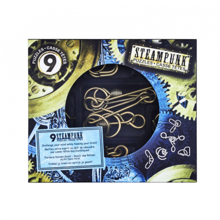 Jocuri logice - Set 9 puzzle-uri metalice Eureka, Steam Punk - colectia BLUE