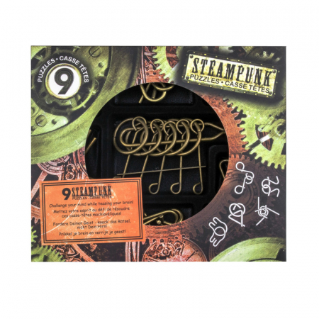 Jocuri logice - Set 9 puzzle-uri metalice Eureka, Steam Punk - colectia RED