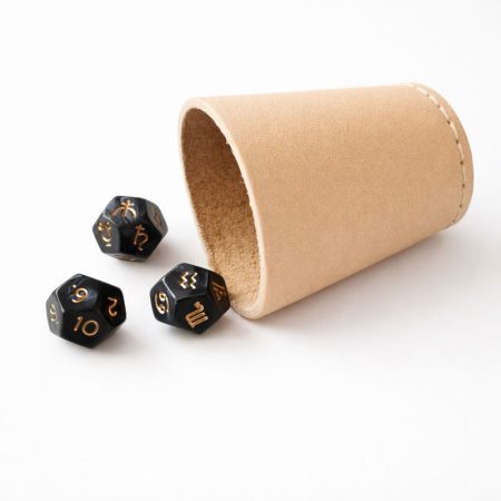 Zaruri - Set astrologie - cupă din piele si 3 zaruri astrologice