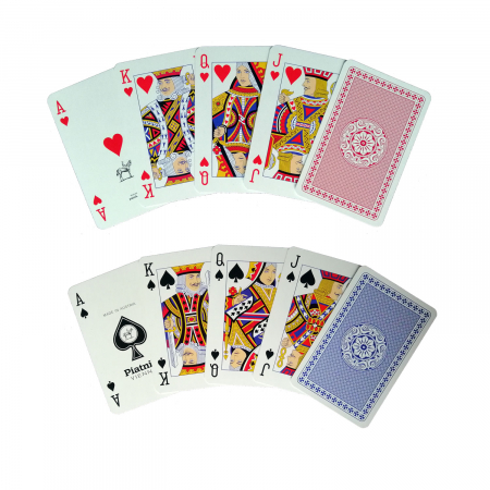 Set carti de joc Piatnik "CLASSIC", 2 pachete a 55 de carti, unul rosu, celalalt albastru, fabricate in Austria [1]