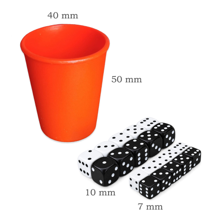 Accesorii jocuri - Set Cupa si 20 zaruri de 10 mm si 7 mm, bine finisate, pentru Table si alte jocuri