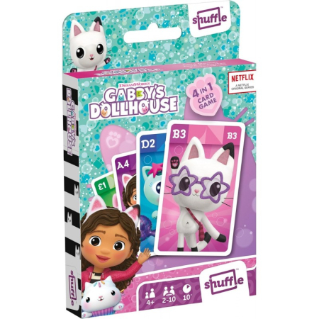 Cardgames - Set jocuri cu carti 4 in 1, Gabby's Dollhouse, pentru 2-4 jucatoare de peste 4 ani