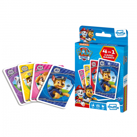 Jocuri de societate - Set jocuri cu carti 4 in 1, Paw Patrol, pentru 2-4 jucatori de peste 4 ani