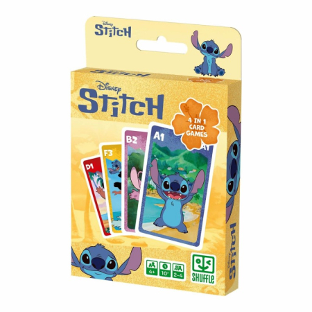 Cardgames - Set jocuri cu carti 4 in 1, Stitch, pentru 2-4 jucatori de peste 4 ani