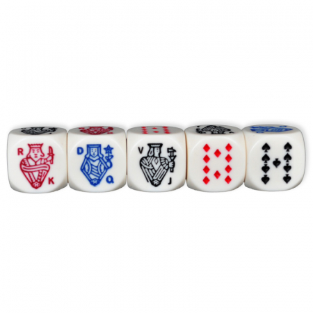 Zaruri - Set zaruri Poker, marime 16 mm, 5 bucati pe set
