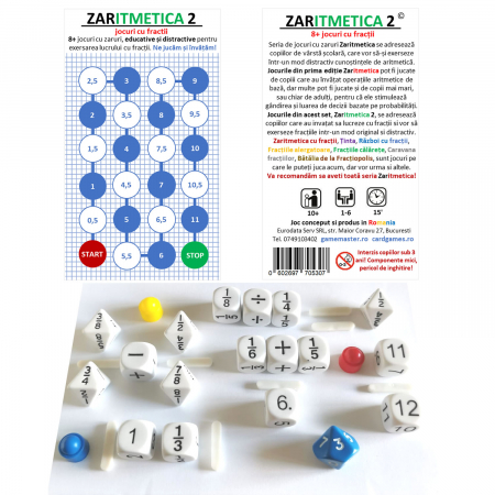 ZARITMETICA 2 FRACTII - Set de 8+ jocuri cu zaruri, educative si distractive, pentru exersarea aritmeticii cu fractii [1]