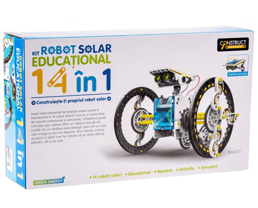 Kit robotică de construcție Roboți Solari 14 în 1