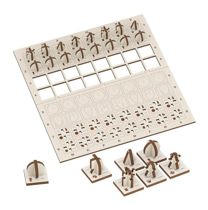 Set puzzle din lemn - Tabla de sah cu pioni