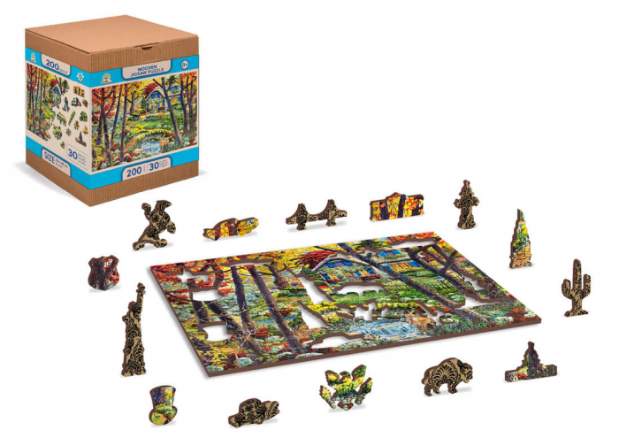 Puzzle din lemn - A Cottage in the Woods - 200 piese [3]