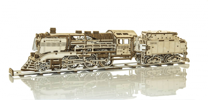 Puzzle mecanic 3D - Tren Expres cu vagon si sine [1]