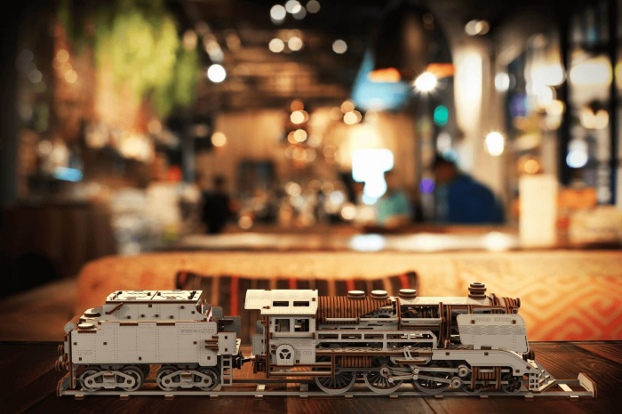 Puzzle mecanic 3D - Tren Expres cu vagon si sine [6]