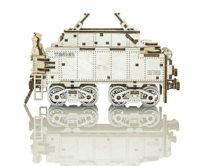 Puzzle mecanic 3D - Tren Expres cu vagon si sine [2]