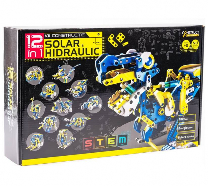 Resigilat - Kit de constructie Roboti Solari si Hidraulici 12 in 1 (RO)