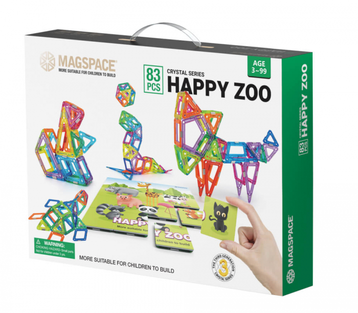 Resigilat - Set magnetic 83 pcs Magspace - Happy Zoo