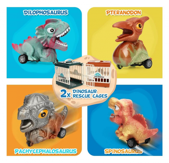Set 4 masini - Dinozauri captivi in custi interactive [4]