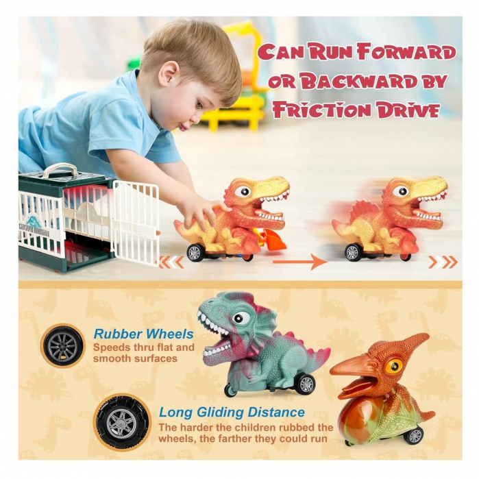 Set 4 masini - Dinozauri captivi in custi interactive [5]