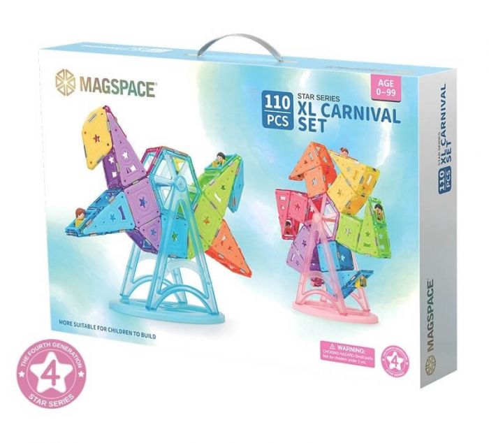 Set magnetic 110 pcs Magspace – XL Carnival Set (Carnival) reduceri cadouri de Mos Nicolae & Mos Crăciun 2021