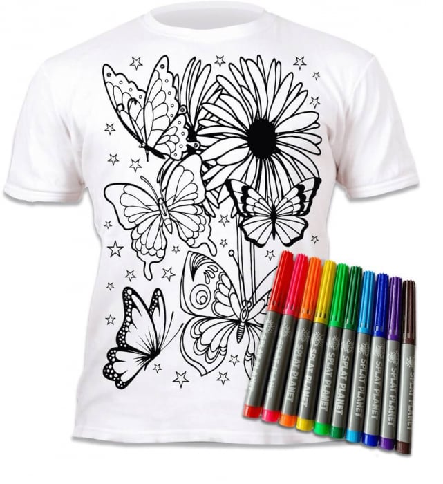 Tricou de colorat cu markere lavabile - Fluturi [1]