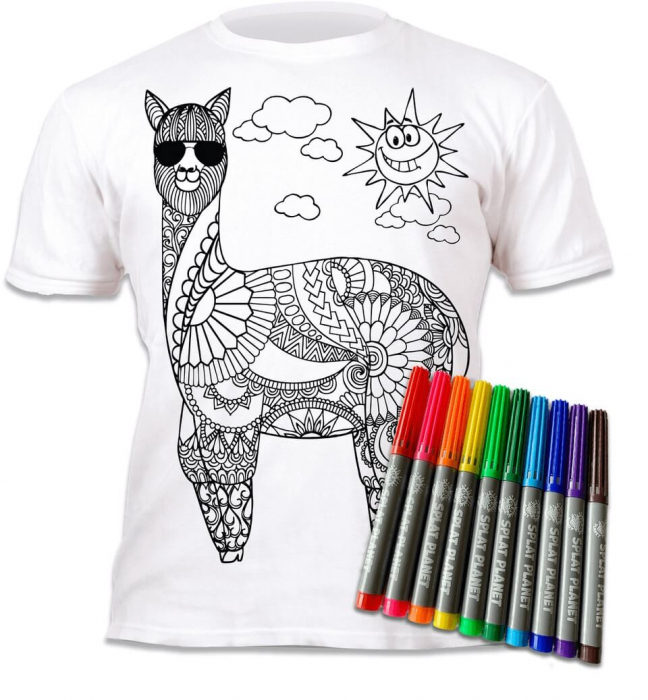 Tricou de colorat cu markere lavabile - Lama