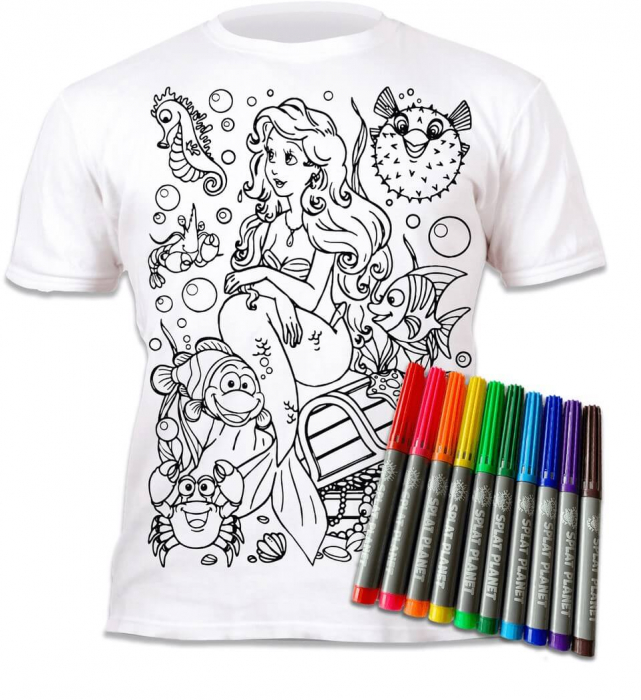 Tricou de colorat cu markere lavabile - Sirena [1]