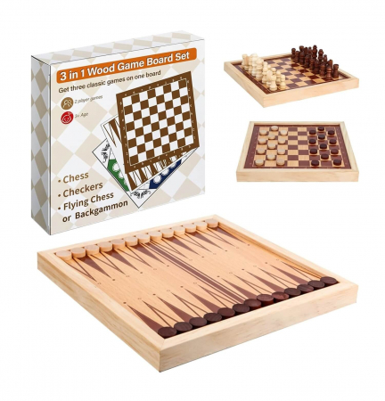 Toate jocurile de societate - Mini set de calatorie - Sah, Dame, Table