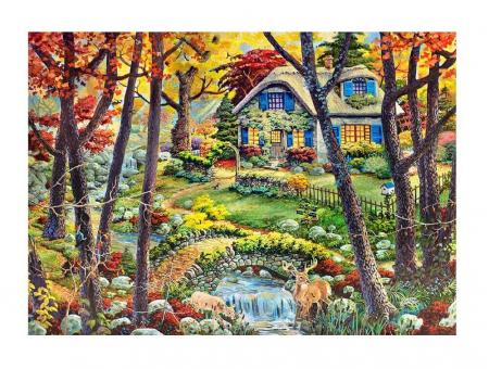 Puzzle - Puzzle din lemn - A Cottage in the Woods - 200 piese