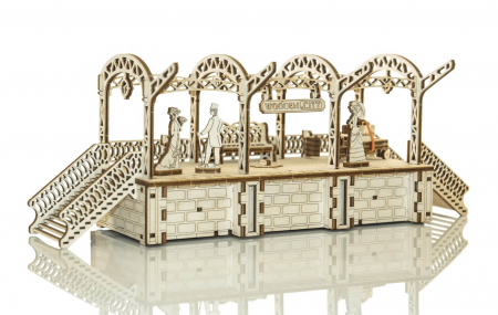 Puzzle din lemn Wooden City - Puzzle mecanic 3D - Statie de tren