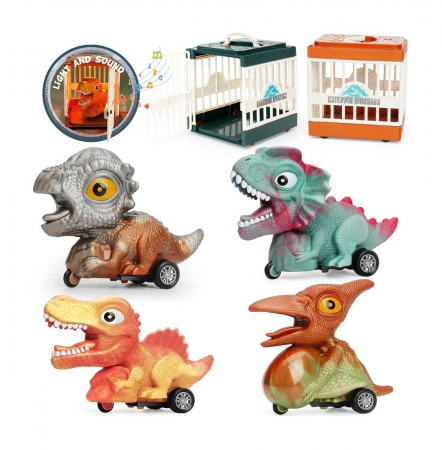 Set 4 masini - Dinozauri captivi in custi interactive [1]