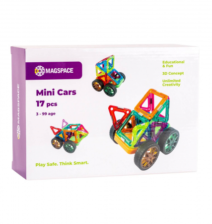 Seturi de constructie magnetice Magspace - Set magnetic 17 pcs Magspace - Mini Cars