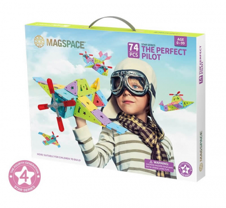 Set constructie magnetic 74 piese - Magspace [0]