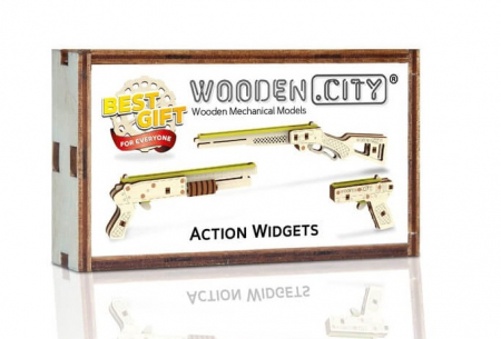 Puzzle din lemn Wooden City - Set puzzle mecanic 3D - Arme (3 buc)