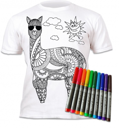 Tricou de colorat cu markere lavabile Lama [0]