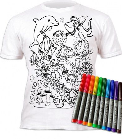Tricou de colorat cu markere lavabile Ocean [0]