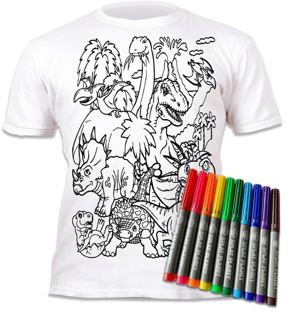 Pret mic Tricou de colorat cu markere lavabile - Dinozauri