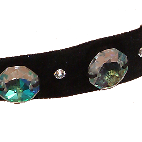 Ck02 negru-Colier Ganelli choker din catifea si Cristale Swarovski elements 3 Cristale Octogon 18 mm si 4 cristale mici [3]