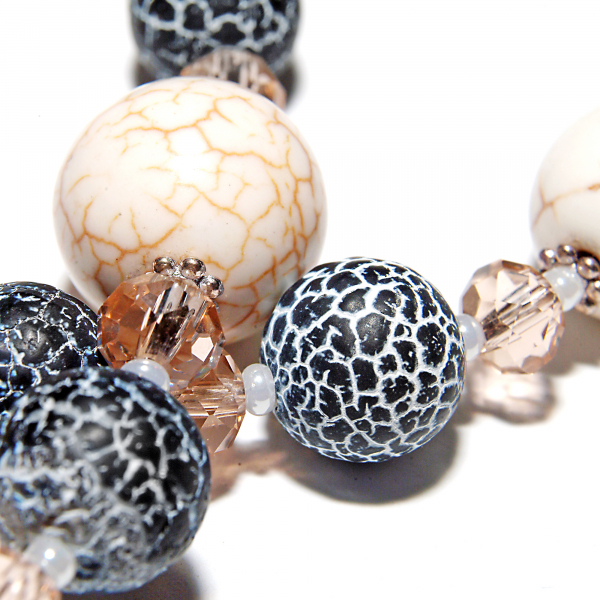 0107(C) Set bijuterii GANELLI pietre semipretioase Howlite, Agate Crackle - colier lung, bratara, cercei [6]