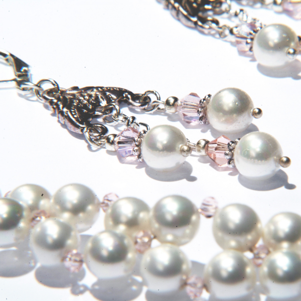 0300(A) Set bijuterii GANELLI Statement handmade - Colier in V si Cercei Chandelier din Perle Mallorca [4]