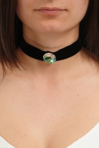 Ck01-L -Colier Choker GANELLI Cristal octogon 24 mm Swarovski si catifea neagra [1]