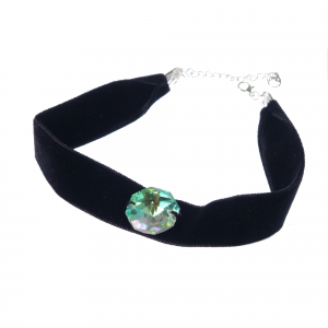 Ck01-L -Colier Choker GANELLI Cristal octogon 24 mm Swarovski si catifea neagra