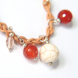 L02(M)-Bratara GANELLI handmade piele impletita si pietre semipretioase: Agate, Howlit, Cristal [1]