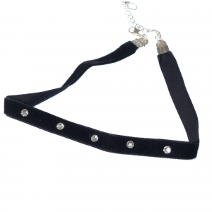 Ck03 negru-Colier Ganelli choker din catifea si 5 Cristale Swarovski elements [0]